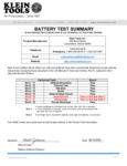 Klein Tools Misc. Battery Test Summary Klein Tools Misc. Battery Test Summary