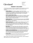 Cleveland WARRANTY-DISCLAIMER