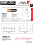 Duracell AA Battery Specsheet Duracell AA Battery Specsheet