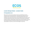 ECOS® Plastic-Free Laundry Detergent Sheets – Lavender Vanilla Ingredients ECOS® Plastic-Free Laundry Detergent Sheets – Lavender Vanilla Ingredients