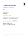 FAIR TRADE CERTIFICATE - TCHO FAIR TRADE CERTIFICATE - TCHO