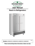 Final Manual _ Mainstreet Reach-In Refrigerators Manual