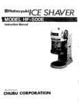 Hatsuyuki HF-500E Cube Ice Shaver Manual Hatsuyuki HF-500E Cube Ice Shaver Manual