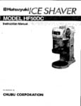 Hatsuyuki HF-50DC Cube Ice Shaver Manual Hatsuyuki HF-50DC Cube Ice Shaver Manual