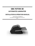 Manual for Acco FOTON3012 FOTON 30 Laminator Manual for Acco FOTON3012 FOTON 30 Laminator