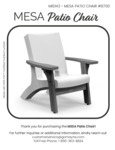 Mesa Patio Chair - Instruction Sheet-User Care Mesa Patio Chair - Instruction Sheet-User Care