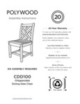 POLYWOOD CDD100 Chippendale Dining Side Chair Assembly Instructions POLYWOOD CDD100 Chippendale Dining Side Chair Assembly Instructions