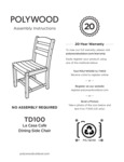 POLYWOOD Side Chair Assembly Instructions POLYWOOD Side Chair Assembly Instructions