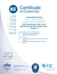 NSF Certificate of Conformity
