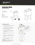 Regency Underbar Sink Assembly Instructions Regency Underbar Sink Assembly Instructions