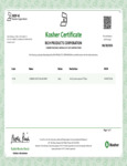 Rich's Kosher Certificate