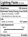 S8037 Lighting Facts Label