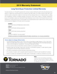 Tornado Warranty Statement - 2019