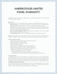 Amerikooler Walk In Coolers and Freezers Limited Panel Warranty