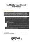 Bar Maid’s Warranty Information Bar Maid’s Warranty Information