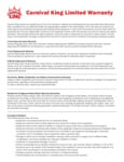 Carnival King Merchandiser Warranty