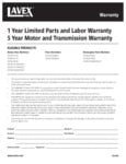 Lavex Pro Series Warranty Lavex Pro Series Warranty
