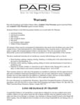 Paris Site Furnishings Warranty