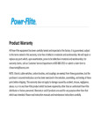 Powr-Flite Product Warranty Powr-Flite Product Warranty