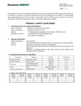 Panasonic Product SDS Panasonic Product SDS