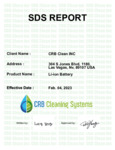 SDS Report CRB Clean INC Li-ion Battery SDS Report CRB Clean INC Li-ion Battery