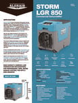 STORM 850 DEHUMIDIFIER spec sheet