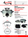 Avantco RC3060 60 Cup Electric Rice Cooker / Warmer