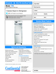 Continental Refrigerator Dl1Rs Refrigerator, reach-in, One-section