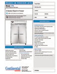 Continental Refrigerator 2FN Spec Sheet
