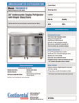 Continental Refrigerator SW36NGD-U Spec Sheet Continental Refrigerator SW36NGD-U Spec Sheet