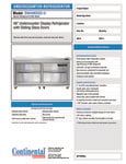 Continental Refrigerator SW48NSGD-U Spec Sheet Continental Refrigerator SW48NSGD-U Spec Sheet