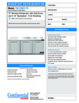 Continental Refrigerator SW72-N-BS-FB Spec Sheet Continental Refrigerator SW72-N-BS-FB Spec Sheet
