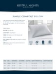 Focus Hospitality_SimpleComfort_Spec Sheet Focus Hospitality_SimpleComfort_Spec Sheet
