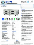 Hoshizaki CR72A Spec Sheet