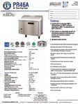 Hoshizaki PR46A Spec Sheet Hoshizaki PR46A Spec Sheet