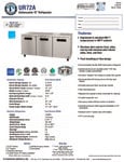Hoshizaki UR72A Spec Sheet