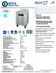 Hoshizaki WF27A Spec Sheet Hoshizaki WF27A Spec Sheet