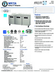 Hoshizaki WR72A Spec Sheet Hoshizaki WR72A Spec Sheet