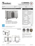 Traulsen C Series Undercounter Refrigerator Specsheet