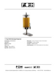 FOH 1.75 Gallon Odin Beverage Dispenser Specsheet FOH 1.75 Gallon Odin Beverage Dispenser Specsheet