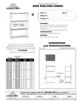 Advance Tabco Shelving Combos Spec Sheet