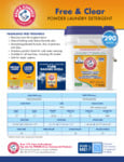 Arm & Hammer Powder Laundry Detergent Free & Clear Pail Specs