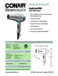 BGY6689 BaByliss Pro gray hair dryer spec sheet