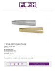 FOH BUT021 7" Brushed SS Tong Specsheet