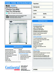 Continental Refrigerator 2RE-N-PT Specsheet