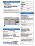 Continental Refrigerator PA68N Specsheet