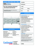 Continental Refrigerator PA93N-D Specsheet Continental Refrigerator PA93N-D Specsheet