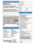 Continental Refrigerator RA60N12 Spec Sheet