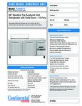 Continental Refrigerator RA68N10 Spec Sheet Continental Refrigerator RA68N10 Spec Sheet