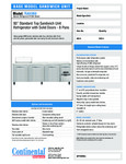 Continental Refrigerator RA93N-8 Spec Sheet Continental Refrigerator RA93N-8 Spec Sheet